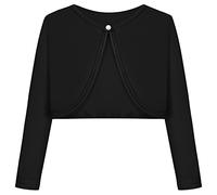 BONNY BILLY Girls Long Sleeve Solid Cotton Warm Knitwear Cardigan Bolero Shrug 5-6 Years Black