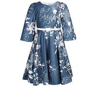 BONNY BILLY Girls Long Sleeve Vintage Floral Winter Swing Party Dress with Belt 7-8 Years Light Green