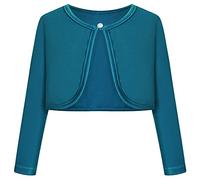 BONNY BILLY Little Girls Long Sleeve Solid Cotton Warm Knitwear Cardigan Bolero Shrug 3-4 Years Dark Green