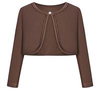 BONNY BILLY Little Girls Long Sleeve Solid Cotton Warm Knitwear Cardigan Bolero Shrug 4-5 Years Coffee