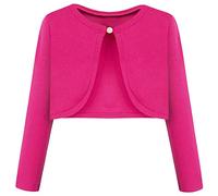BONNY BILLY Little Girls Long Sleeve Solid Cotton Warm Knitwear Cardigan Bolero Shrug 7-8 Years Hot Pink