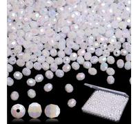 BONNY BOXX 1000pcs 6mm Acrylic Faceted Round Crystal Beads White AB Loose Spacer Craft Beads for DIY Bracelet Necklace Earring Keychain Jewelry Making Bags Decoration