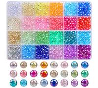 BONNY BOXX 1440Pcs 6mm Transparent AB Acrylic Round Beads, 24 Colors Assorted Plastic Bubble Gum Beads with Hole Loose Spacer Beads Bulk for Bracelets Necklace Jewelry Making DIY Crafts