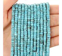BONNY BOXX 150pcs Natural Blue Turquoise Spacer Beads Loose Semi Precious Stone Beads Flat Round Heishi Disc Stone Beads for Bead Jewelry 4mmx2mm 15inch