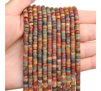 BONNY BOXX 150PCs Natural Picasso Red Turquoise Spacer Beads, Loose Semi Precious Flat Round Gemstone Heishi Disc Stone Beads for Beading Jewelry Making 4mm*2mm