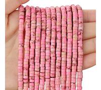 BONNY BOXX 150PCs Natural Pink Imperial Jasper Spacer Beads, Loose Semi Precious Flat Round Gemstone Heishi Disc Stone Beads for Beading Jewelry Making 4mm*2mm