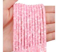 BONNY BOXX 150PCs Natural Pink Shell Spacer Beads, Loose Semi Precious Flat Round Gemstone Heishi Disc Stone Beads for Beading Jewelry Making 4mm*2mm