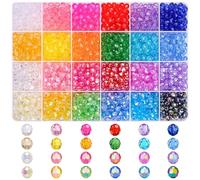 BONNY BOXX 1800PCs 6mm Acrylic Faceted Round Beads, AB & Regular Colors Crystal Bead for Jewelry Making DIY Friendship Bracelets Necklaces Earrings, Rainbow Color Spacer Beads for Crafting Projects
