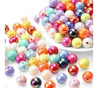 BONNY BOXX 50PCs 16mm AB Color Acrylic Round Beads Assorted Pearl Color Mix Plastic Pastel Loose Spacer Bubblegum Beads for Jewelry Making Phone Strap DIY Crafts