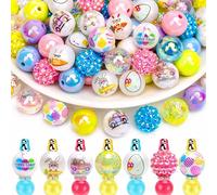 BONNY BOXX 50pcs 16mm Easter's Day Acrylic Beads, Bunny Rabbits Eggs Baskets Bubblegum Chunky Beads for Decoration Garland Beadable Pen Jewelry Making DIY Home Decor
