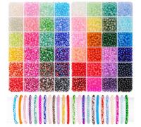 BONNY BOXX 5760 PCs 4mm Round Glass Beads for Jewelry Making, Bulk Crystal Beads in 48 Assorted Colors, Crackle Glass Beads for Bracelets, Necklaces, Earrings, Jewelry Design & DIY Art Projects