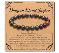 BONNY BOXX Natural Stretch Healing Gemstone Bracelet, 4/6/8mm Semi Precious Stone Bracelet for Men Women, Stress Relief Crystal Jewelry, 8 mm, Gemstone, dragon blood