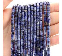 BONNY BOXX Pack of 150 Blue Sodalite Beads, Heishi Semi-Precious Stone Beads, Round Flat Heishi Beads for Jewellery Making, 4 mm, 2 mm, 38 cm