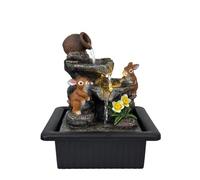 Bonny Bunnies Indoor Water Fountain - USB Powered LED Tabletop Fountain with Pump - Cute Bunny & Floral Cascade Feature for Home, Office, Meditation - 25cm