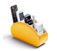 BONNY DODO Remote Control Holders Organizer Box with 5 Compartment PU Leather Multi-functional Office Desk Storage Caddy Store Tv Remote for Media Player,Brush,Pencil,Glassees&Office Supplies (GOld)