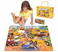 BONNYCO Giant Floor Puzzle Construction Site with 48 Large Pieces. Jigsaw Puzzles for Kids 36.2 x 24.4 in, Gifts for Boys and Girls, Educational Toys Ages 2-8