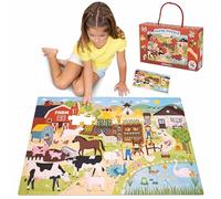 BONNYCO Giant Floor Puzzle of Farm Animals with 48 Large Pieces. Jigsaw Puzzles for Kids 36.2 x 24.4 in, Gifts for Boys and Girls, Educational Toys Ages 2-8