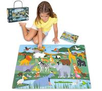 BONNYCO Giant Floor Puzzle of Jungle Animals with 48 Large Pieces. Safari Jigsaw Puzzles for Kids 36.2 x 24.4 in, Gifts for Boys and Girls, Educational Toys Ages 2-8