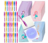 BONNYCO Invisible Ink Pen and Notebook, Pack 32 Mermaid Party Bags Filler & Pinata Toys | Mermaid Birthday Decorations | Stocking Fillers for Kids Birthday | School Prizes & Gifts for Children
