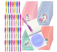 BONNYCO Invisible Ink Pen and Notebook, Pack 32 Unicorns Party Bags Filler and Pinata Toys. Unicorn Birthday Decorations, Stocking Fillers for Kids Birthday. School Prizes, Gifts for Children