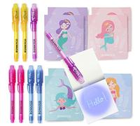 BONNYCO Invisible Ink Pen and Notebook, Pack 8 Mermaid Party Bags Filler & Pinata Toys | Mermaid Birthday Decorations | Stocking Fillers for Kids Birthday | School Prizes & Gifts for Children