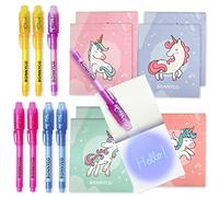 BONNYCO Invisible Ink Pen and Notebook, Pack 8 Unicorns Party Bags Filler and Pinata Toys. Unicorn Birthday Decorations, Stocking Fillers for Kids Birthday. School Prizes, Gifts for Children