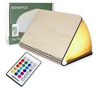 BONNYCO Led Book Light Wooden Folding Lamp with Remote Control, 16 Colours & Timer Table Book Lamp Night Light Perfect for Home, Office & Room Decor | Christmas & Birthday Gifts for Men Women