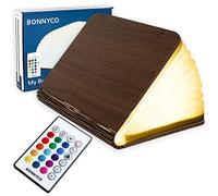 BONNYCO Led Book Light Wooden Folding Lamp with Remote Control, 16 Colours & Timer Table Book Lamp Night Light Perfect for Home, Office & Room Decor | Christmas & Birthday Gifts for Men Women