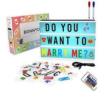 BONNYCO Led Light Box A4 Color Changing with 400 Letters and Emojis, Remote Control, 2 Markers. Light Box 16 Colors, Programs. Letter Tray New Gifts for Christmas and Birthdays