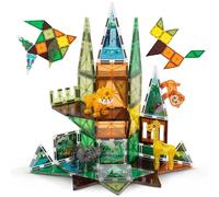 BONNYCO Magnetic Tiles for Kids with Animal Figures 50 PCS. Stem Toys for Children in 2D 3D with Illustrations, Educational Games. Birthday Gifts for Kids 4 5 6 7 8 9 10 Years Old