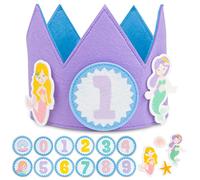 BONNYCO Mermaid Birthday Crown with Interchangeable Numbers from 0-9 and Themed Figures. 1st Birthday Gifts for Girls Boys, Sea Hats for Kids. Mermaid Party Decoration, 1st Baby Crown Kids, Carnival