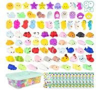 BONNYCO Mochi Squishy Toys for Party Bag Fillers for Kids Unisex Pack 80 Kids' Party Favours, Squishy Fidget Toys Pack, Pinata Filler for Birthday Boys Girls | Return Gifts Clasroom Prizes Kawaii