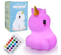 BONNYCO Night Light Kids Unicorn 16 Colours with Remote and Touch Control | Baby Night Light with Timer, Kids Lamp Silicone BPA Free. Cute Lamp Nightlights for Bedroom, Gifts for Girls, Boys, Christmas
