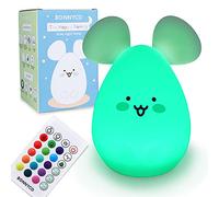 BONNYCO Night Light Kids with Remote & Touch Control 16 Colours Mouse Baby Night Light with Timer | Kids Lamp Silicone 100% BPA Free | Cute Lamp Nightlights for Bedroom | Gifts for Girls & Boys
