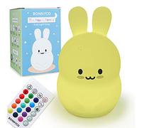 Night Light Kids with Remote & Touch Control 16 Colours - BONNYCO | Rabbit Baby Night Light with Timer | Kids Lamp Silicone 100% BPA Free | Cute Lamp Nightlights for Bedroom | Gifts for Girls & Boys