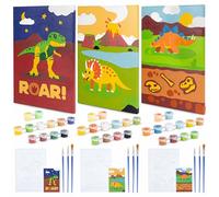 BONNYCO Paint by Numbers for Children Dinosaurs, Pack 3 Canvases Dinosaur Gifts for Boys, Craft Kits Kids, Paint by Numbers Kits | Girls Boys Toys, Painting Children Set | Creative Dino Kids Gifts