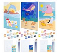 BONNYCO Paint by Numbers for Children Ocean, Pack 3 Canvases Animal Gifts for Kids, Craft Kits for Kids, Paint by Numbers Kits | Girls Boys Toys, Painting for Children | Sea Animals Creative Gifts