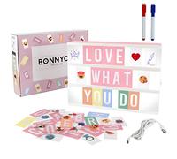 BONNYCO Pink Cinema Light Box with 400 Letters, Emojis and 2 Markers. A4 Led Light Box for Kids, Girl Room Decor, Home. Letter Board Girls Birthday Presents, Novelty Gifts for Women at Christmas