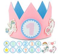 BONNYCO Unicorn Birthday Crown with Interchangeable Numbers from 0 to 9 & Themed Figures 1st Birthday Gifts for Girls Boys, Hats for Kids | Unicorn Party Decoration, 1st Baby Crown Kids Carnival