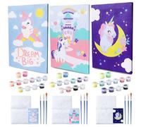 BONNYCO Unicorns Paint by Numbers for Children, Pack of 3 Craft Canvases | Painting by Numbers Children Set. Unicorns Gifts for Girls and Boys, Craft Kits Kids. Creative Toys for 3 to 12 Year Olds