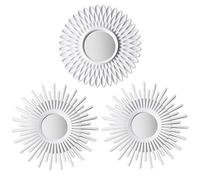 BONNYCO Wall Mirrors Pack of 3 Round White Mirrors for Living Room, Home Decor and Bedroom | Hanging Wall Decoration Hallway | Small Shabby Chic Home Accessories Mounted | Gifts for Women and Mums
