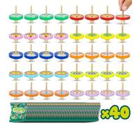 BONNYCO Wooden Spinning Top Animal Party Bag Fillers for Kids Pack 40, Kids' Party Favours. Pinata Fillers, End of Year Gifts for Children. Return Gifts Birthday Pre Filled, Jungle Classroom Prizes