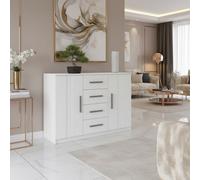 Bono Bo 01 K2D4Sz Modern Chest Of Drawers With 2 Doors And 4 Storage Drawers White