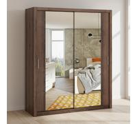 Bono Sz180 Monastery Oak Sliding Wardrobe With Mirror Space Saving Storage For Modern Bedrooms