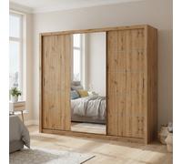 Bono Sz250 Sliding Door Wardrobe With Mirror Modern Design And Generous Storage Space Artisan Oak
