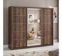 Bono Sz250 Sliding Door Wardrobe With Mirror Modern Design And Generous Storage Space Monastery Oak