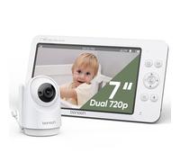 bonoch 7" 720P Baby Monitor with Camera and Night Vision, Video Baby Camera Monitor No WiFi with 6000mAh Battery, 2-Way Talk, Temperature, Hack Proof, Remote PTZ, 8 Lullabies