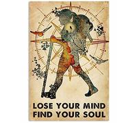 Bonoff Adventurer Galaxy Compass Lose Your Mind Find Your Soul Poster, Vintage Metal Tin Sign Retro Garage Sign Men's Wall Decor Old Auto Shop Poster Men's Cave Decor 5.5x8inches