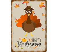 Bonoff Appy Thanksgiving Turkey Sign, Vintage Metal Tin Signs Retro Garage Signs for Men Wall Decorations Old Car Shop Posters Oil and Gas Station Sign Man Cave Decor 12x8inches
