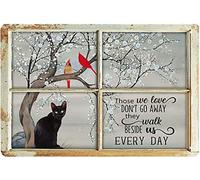Bonoff Black Cat and Cardinal Bird Rustic Wall Decor Metal Siding Vintage Tin Sign Vintage Advertising Metal Tin Sign Home Decor Garage Kitchen Bar Dining Room 5.5x8inch